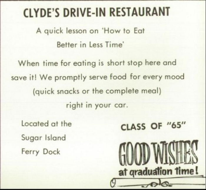Clydes Drive-In - Yearbook Ad (newer photo)